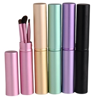 5 pièces/ensemble pinceaux de maquillage pour les yeux ensemble fard à paupières Eye Liner ombre à lèvres brosses Kit cheveux de poney visage maquillage outil porte-Tube 4 couleurs