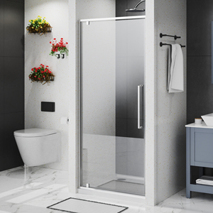 Porte de <span class=keywords><strong>douche</strong></span> carrée moderne résistante à l'eau, en verre trempé noir brossé/chrome, avec design attrayant en <span class=keywords><strong>peinture</strong></span> blanche - Product Image 2