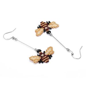 Boucles d'oreilles pendantes abeille mignonnes et amusantes, <span class=keywords><strong>perles</strong></span> <span class=keywords><strong>de</strong></span> riz Miyuki, <span class=keywords><strong>tissage</strong></span> artisanal, boucles d'oreilles pendantes - Product Image 4