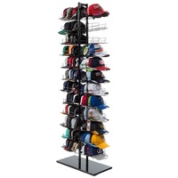 Expositor de Sombreros Metálico Independiente, Expositor de Gorras de Béisbol de Múltiples Niveles, Expositor de Sombreros con Logotipo Personalizado para Tiendas Minoristas