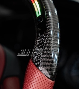 <span class=keywords><strong>Volante</strong></span> de Fibra de Carbono LED para <span class=keywords><strong>Mazda</strong></span> <span class=keywords><strong>3</strong></span> 6 CX-5 CX-30 - Costuras Rojas, Base Plana, Mejora de Carreras - Product Image 3