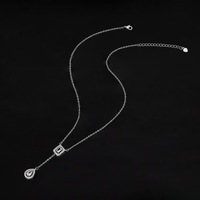 Parure de bijoux en zircon plaqué argent avec pendentif à pampilles, collier, boucles d'oreilles, bague et bracelet