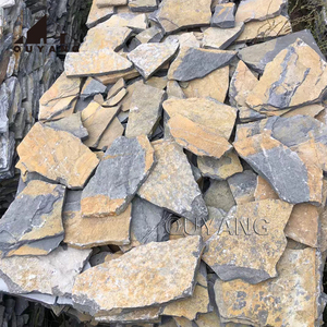 Quyang Ốp <span class=keywords><strong>fasade</strong></span> văn hóa tự nhiên đá bên ngoài siding tường Bảng điều khiển Veneer bên ngoài màu vàng gỉ tường đá - Product Image 1