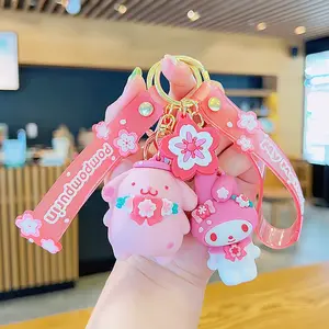 Bán Buôn Dễ Thương 3D PVC Phim Hoạt Hình Sanrio Phim Hoạt Hình Vòng Chìa Khóa Kawaii Trường Túi Mặt Dây Chuyền Sakura Hello Kitty Mèo Giai Điệu Keychain Quà Tặng