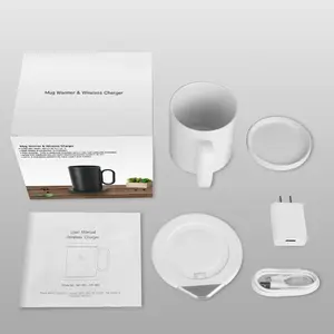 Nieuwe Jaar Creativiteit Keramische Warmer Cup Pad Draadloze Oplader 55 Graden Smart Koffie Mok Warmer