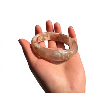 Bracelet en agate de Sakura naturelle, cristal de fleur de cerisier, pierre polie, bijou de poignet, cadeau - Product Image 4