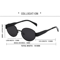 Lunettes de soleil ovales pour femmes, lunettes de soleil tendance en métal, lunettes de soleil de créateur pour femmes