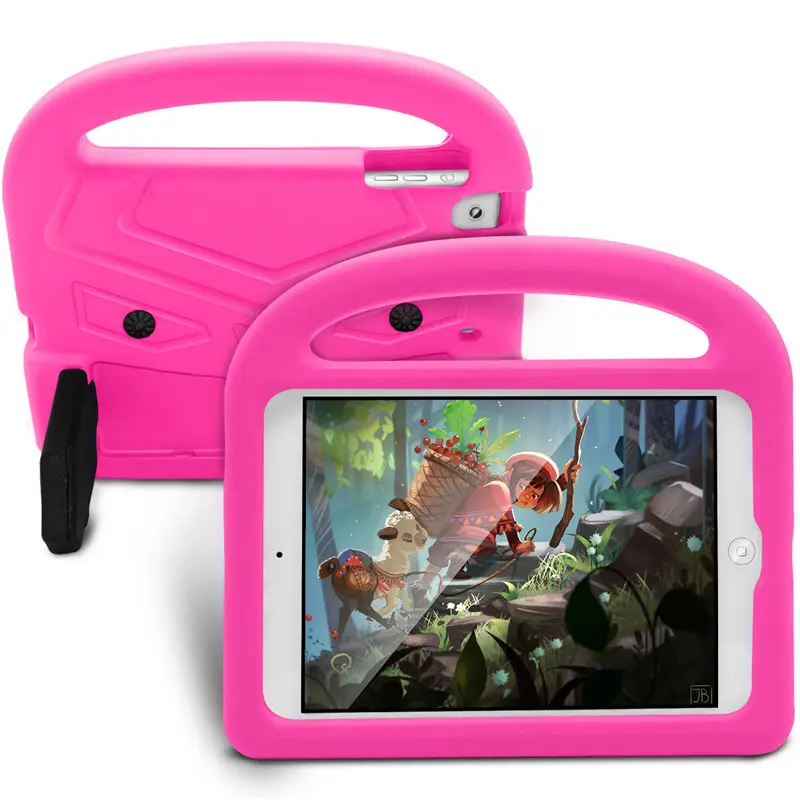 Capa infantil para tablet de 7.9 ", capa de qualidade premium à prova de choque com alça, capa para apple ipad mini 1 2 3 4, rosa quente