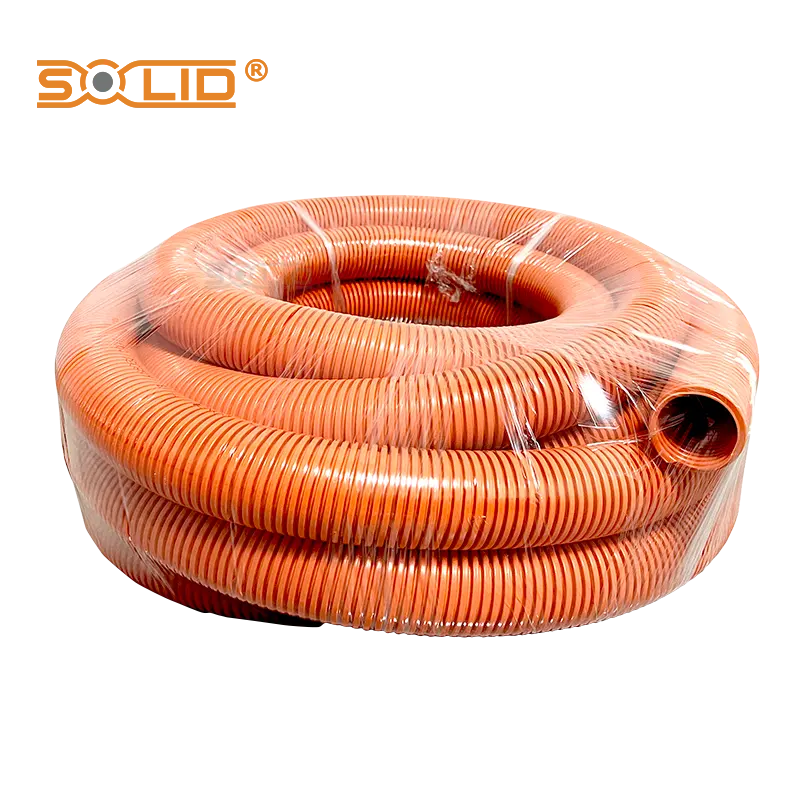 AS/NZ 2053 Corrugated conduit Flexible PVC conduit Electric ripple conduit High definition orange 50MMx10M