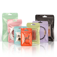 Sacs rétractables personnalisés en PE Mylar coloré de qualité alimentaire, imprimés en héliogravure, pour emballage de bijoux (boucles d'oreilles, colliers, bagues)