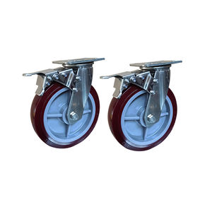 Schwerlast-Edelstahlrollen (304) 4\", 5\", 6\", 8\" aus Polyurethan, fest & drehbar, rostfrei mit Bremsen - Product Image 3