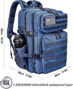 Mochila Táctica Azul de 45L, Mochila Grande para Exteriores con Sistema MOLLE para Hombre y Mujer, Diseño Geométrico de Moda - Product Image 2