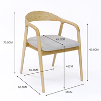Chaise de salle à manger en bois massif de style nordique moderne avec dossier et revêtement en cuir PU pour appartement et restaurant