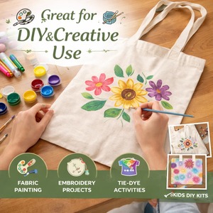 Bolsa de lona de algodón de primera calidad, resistente y reutilizable, para compras, viajes y uso en la playa, disponible para la venta. - Product Image 3