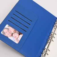 Carnet promotionnel à reliure en cuir PU épais à 9 anneaux avec pochette pour cartes pour cahier d'étudiant