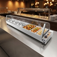 Chauffe-plats de buffet commercial électrique 9 casseroles Bain Marie compteur pour aliments cuits