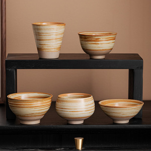 Set da Tè in Ceramica Grezza Stile Wabi-Sabi <span class=keywords><strong>e</strong></span> Giapponese, Tazza Singola per Degustazione del Tè Fatta a Mano - Product Image 4