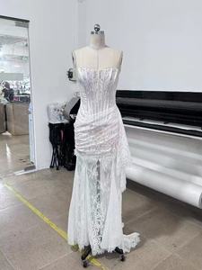 A11053 الدانتيل الأبيض حمالة مشد فستان الزفاف مع انفصال الكلمات الرئيسية القطار حفلة موسيقية الحدث فساتين حزب اللباس - Product Image 6