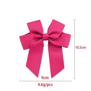 Lazos de cinta de grogrén de alta calidad de 4 pulgadas de Color liso hechos a medida con Clips, lazo de pelo con molinete para niña, accesorios para el cabello para niños - Product Image 2