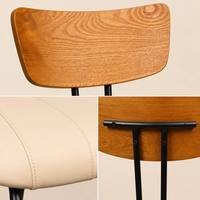 Chaise de salle à manger empilable sans accoudoirs en cuir PU blanc, dossier en bois courbé, structure métallique, style nordique moderne minimaliste, haute résilience