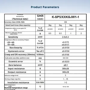 HBM Single-Point Load Cell SP5C3 Packaging Scale 3Kg/5Kg/8Kg Jw1-1 C3 Accuracy Analog Output <b>5V</b> Supply - Product Image 3