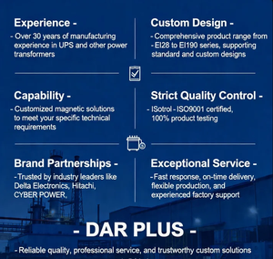 หม้อแปลงไฟฟ้าอิเล็กทรอนิกส์แบบเฟสเดียว รุ่น DAR PLUS EI86*50 ชนิดขดลวดคู่ทองแดง ความถี่สูง รูปทรงสี่เหลี่ยม 50Hz สำหรับเครื่องมือวัด - Product Image 4