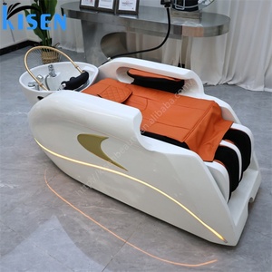 KISEN Bac à shampoing professionnel en céramique pour salon de coiffure avec fonction de lavage capillaire, thérapie aquatique et lit de massage électrique - Product Image 1