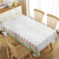 Nappe de printemps 60*84 pouces, fleurs sauvages papillon floral lavable couverture de table portable et réutilisable pour la décoration de dîner de fête