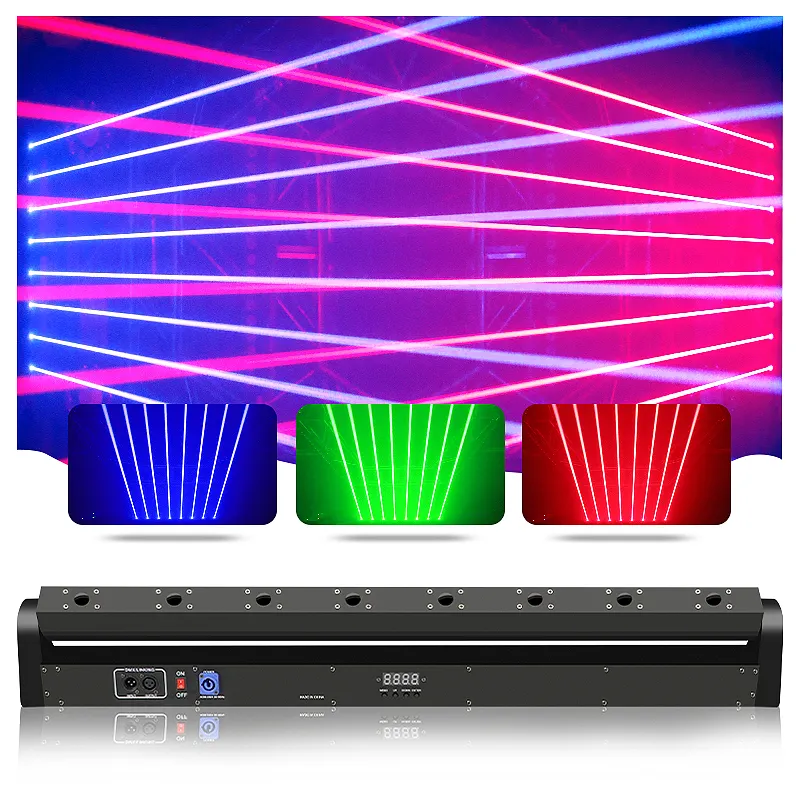 SHTX special offer single green 8 eyes moving head red fat beam laser light 500mw rgb blue 8 heads stage lights for ktv DJ party