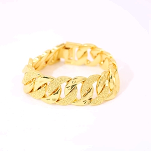 Pulsera de eslabones de muñeca clásica con relleno de oro amarillo de 18 quilates, pulsera gruesa pesada de <span class=keywords><strong>20cm</strong></span> de largo para hombres y mujeres, regalo perfecto de estilo moderno - Product Image 2