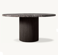 Table à manger ronde en chêne RH BYRON EMPERADOR, luxe, imperméable, 6 places, restaurant, hôtel, villa, mobilier de salle à manger en marbre