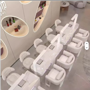 Hot selling Luxury <b>Nail</b> Salon Manicure <b>Table</b> and Chair Modern Beauty <b>Nail</b> <b>Table</b> With Lights - Product Image 3