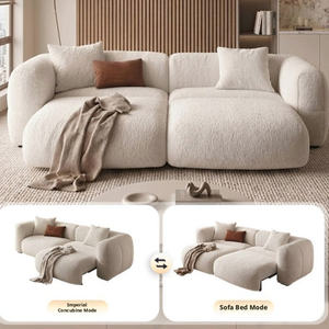 Canapé électrique style crème pour salon, 3 places, rangée droite, confortable, modulaire, en tissu chenille velours, canapé-lit extensible - Product Image 3