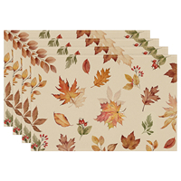 Ensemble de 4 sets de table imprimés feuilles d'érable d'automne, 12 x 18 pouces, en polyester, résistants à la décoloration, pour la décoration de la maison et des fêtes
