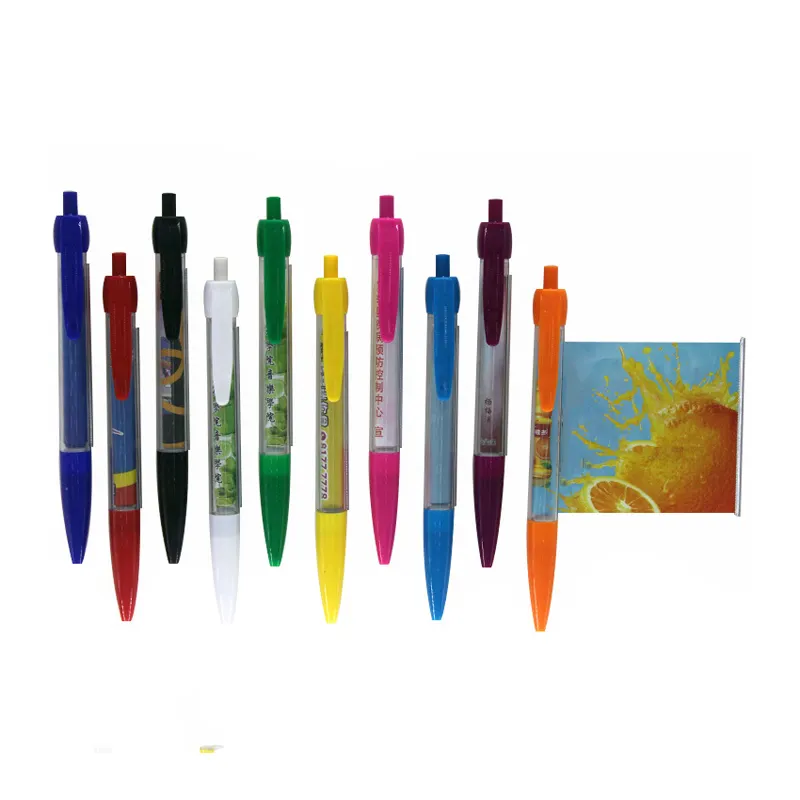 قلم حبر جاف بعلم بلاستيكي مخصص بسعر الجملة رخيص يصلح كهدية ترويجية وإعلانية مبتكرة