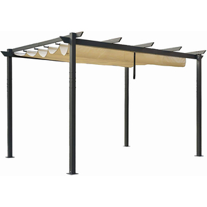 Outdoor Garden Aluminum Pergola Gazebo <b>Tent</b> <b>Canopy</b> 10'x13'x8' Waterproof Roof Modern Design Beige Zanwarm ZWMPG-1013 ZWMPG-1013 - Product Image 1