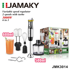 JAMAKY 6 In 1 Hand Blender 3000W Multifunctional Kitchen Mixer With Chopper And Whisk Set For <b>Blending</b> Juicing And Mixing - Product Image 2