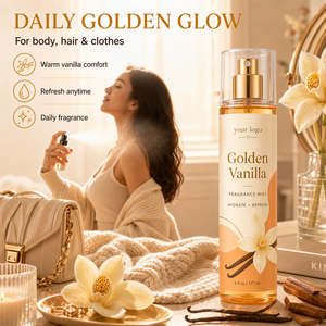 Bruma Corporal Perfumada Golden Vanilla, Hidratante, con Aroma Cálido a Vainilla, Sin Alcohol, Refrescante y Suave, para Uso Diario, Marca Privada - Product Image 1