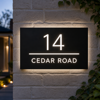 Plaque de porte extérieure en acier inoxydable étanche avec éclairage LED, pour maison, appartement, hôtel, bar