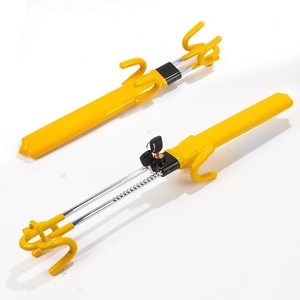Double <b>Hook</b> Steering Wheel Lock 10.5 In Steel Anti Drill Adjustable Telescopic U Shaped <b>Car</b> Security Anti Theft Device - Product Image 1
