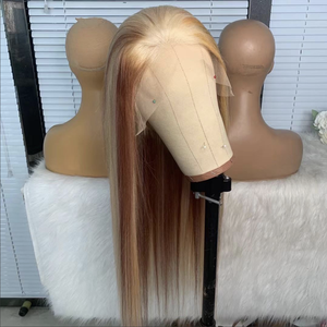 Wig rambut manusia asli HD <span class=keywords><strong>Ash</strong></span> Blonde Highlight dengan Lace Baby Hair, kepadatan 150%, rambut lurus alami Brazil, panjang 40 inci - Product Image 3