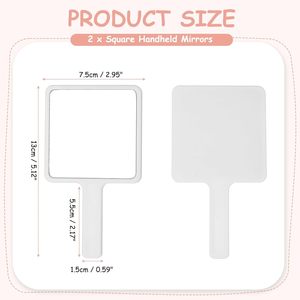 Miroir à main carré mignon avec poignée, vente en gros, pas cher, personnalisable - Product Image 2
