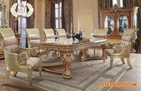 Meubles de salle à manger de style européen, richement sculptés, décoration sobre, table de salle à manger de style italien, ensemble de table de salle à manger de style français
