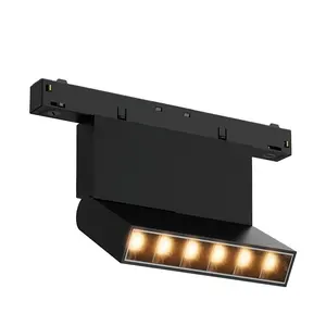 Éclairage sur rail magnétique à DEL réglable pour le salon, l'immeuble de bureaux, Grille carrée COB Light 48V LED Track Spotlight