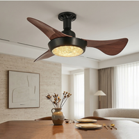 Ventilateur de plafond LED moderne de 25 pouces avec télécommande, silencieux, 3 vitesses, minuterie, douille E27, lampe ventilateur 30W 95-265V pour chambre à coucher
