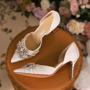 8CM Chaussure Talons Femme Luxury Rhinestone Pumps Trending <b>White</b> Wedding <b>Heels</b> for Ladies - Product Image 4