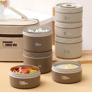 304 Stainless Steel Thermal Insulation Lunch Box Microwave Multi-layers Rotundity Food Grade Bento Lunch Box - Product Image 2
