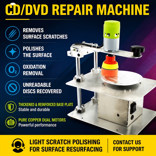Disc Polisher Data Recovery DVD/VCD Sander Grinder Video to U Disk Disc Scratch Repair Machine 24V