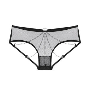 Coppia giochi da letto mutande Sexy con campana in metallo seducente catena Open Shift senza togliere pantaloni a triangolo - Product Image 2
