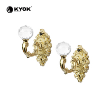 Ensemble de supports de rideaux en cristal orné KYOK - Boule de verre facettée avec base sculptée vintage